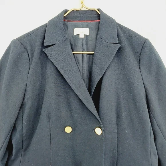 Ann Taylor Loft Blue Button Nautical Business Casual Notched Lapels Blazer P4662 - Picture 2 of 8